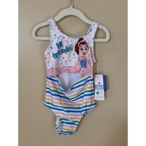 DreamWave Toddler Girl's Ms. Rachel Cutout Bow Swimsuit, UPF 50+ 3T NWT